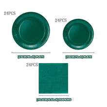 24 Pcs Dark Green Disposable Dinner Plates & Napkins, Party Supplies Suitable For Birthday, Wedding, Party, Family Picnic - Multicolor - View 10