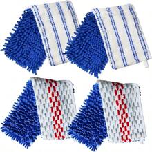 4 Pack Mop Heads Replacements Compatible With O-Cedar Dual-Action Flip Mop, Chenille+ Microfiber Mop Refills Dry/Wet Use, Reusable And Washable Dust Mop Cloths Hardwood Floor Cleaning - 4 chiếc màu xanh và đỏ - Xem 2
