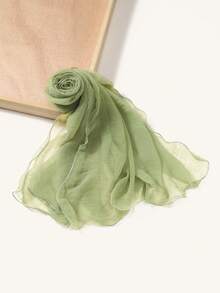 1 pieza Bufanda de mujer con borde de volantes de unicolor, pañuelo de cabeza de moda casual, chal versátil para primavera, verano, otoño, playa - Multicolor - Ver 16