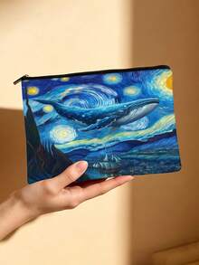 Túi đựng mỹ phẩm in hình cá voi và rùa trong tranh Đêm đầy sao của Van Gogh - Nhiều màu - Xem 4