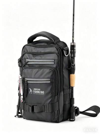 Outdoor Fishing Chest Bag, Men's Tactical Crossbody Bag, Multi-Layer Tackle Storage Organizer Pack, Portable Chest Pack With Multiple Compartments, Adjustable Shoulder Strap Bag, Zip Closure