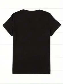 Camiseta de mujer para primavera y verano - Negro - Ver 2