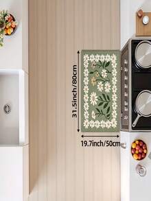 1pc Ins Fresh Matcha Green Daisy Kitchen Floor Mat, Kitchen Rug, Kitchen Carpet - Multicolor - View 17