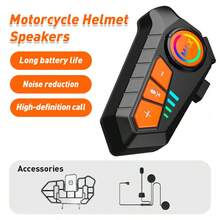 Casco de motocicleta con auriculares inalámbricos Bluetooth 5.3, micrófono integrado, adecuado para motociclistas, batería de gran capacidad de 1000mAh, función de compartir música, tecnología de cancelación de ruido, iluminación RGB, asistente de voz AI, conexión dual a teléfonos, adecuado para todos los usuarios - Tipo A - Ver 13