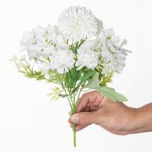 1/3/60朵人造繡球花菊花花束，人造花束，適用於居家、餐廳、客廳、戶外花園裝飾，可用於婚禮、居家花園和派對裝飾，人造花，婚禮花束，新娘花束，婚禮裝飾，母親節花束，春季裝飾 - 白色 - 查看 5