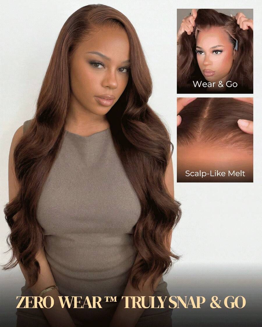 ARABELLA Tóc giả 13x6 không keo HD Lace Front màu nâu đậm sóng body 100% tóc thật, nhổ sẵn đường chân tóc tự nhiên, cắt sẵn, tẩy nút tóc, mật độ 180%/200%, dài 18-30 inch, dễ dùng cho người mới bắt đầu, dành cho nữ dùng hàng ngày