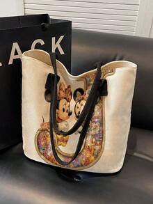1 chiếc túi đeo vai kiểu chuột Mickey của Disney, túi vải canvas hoạt hình, túi đựng đồ đi học và đi làm. - Hình chữ nhật - Xem 2