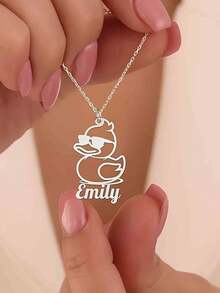 Customized Duck Pendant Necklace With Stylish Glasses Charm - Personalized Gold Jewelry Gift, Playful Design | Luxurious Surface Treatment - Multicolor - View 5