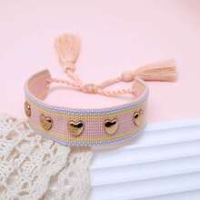 1pc Rivet Heart Bohemian Bracelet - Champagne - View 3