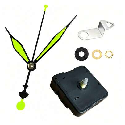 Kit de reparación de reloj DIY, 1 juego de movimiento de cuarzo silencioso, longitud del eje de 16 mm, incluye 1 par de manecillas de reloj luminosas, adecuado para decoración del hogar y la oficina, regalo pensado para entusiastas de los relojes
