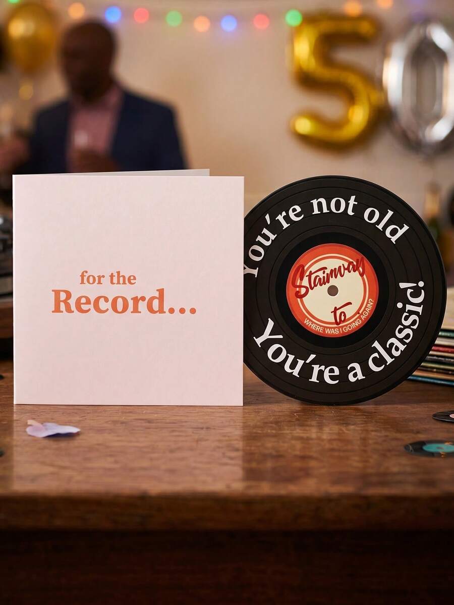 Bộ thiệp chúc mừng sinh nhật hình đĩa vinyl hài hước kèm phong bì - "Bạn không già, bạn chỉ là người cổ điển" - Thích hợp làm thiệp sinh nhật cho bố, ông, nam giới - Món quà sinh nhật tuyệt vời cho tuổi 40, 50, 60, 70.