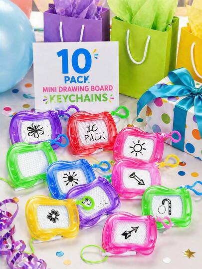 8 piezas - Mini pizarra de dibujo con clip de llavero, bloc de dibujo borrable portátil con cordón, pizarra de dibujo sin polvo con llavero, tamaño de viaje, regalos de fiesta, rellenos de regalos pequeños, recompensas en el aula