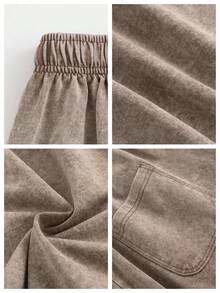 2PC Black And Brown Washed Pure Cotton Shorts Comfortable&Versatile Perfect For Daily Outfits Outdoor Activities Beach Fitness And Travel Resistant To Dirt Easy To Clean Easy To Put On And Take Off Fashionable Versatile Ideal Gift For Relatives And Friends High End Texture - 彩色 - 查看 3