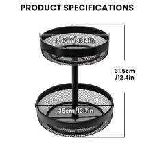 Modern Black 2-Tier Fruit Bowl Rack Detachable Wire Mesh Serving Basket For Kitchen Counter Coffee Bar Pantry Bathroom Home - Black - View 2