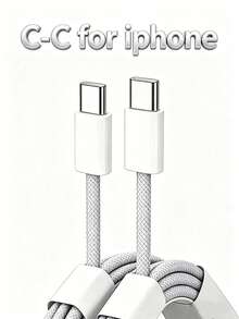 60W编织USB-C转USB-C快充数据线，兼容 15/16和安卓手机 - 彩色 - 查看 1