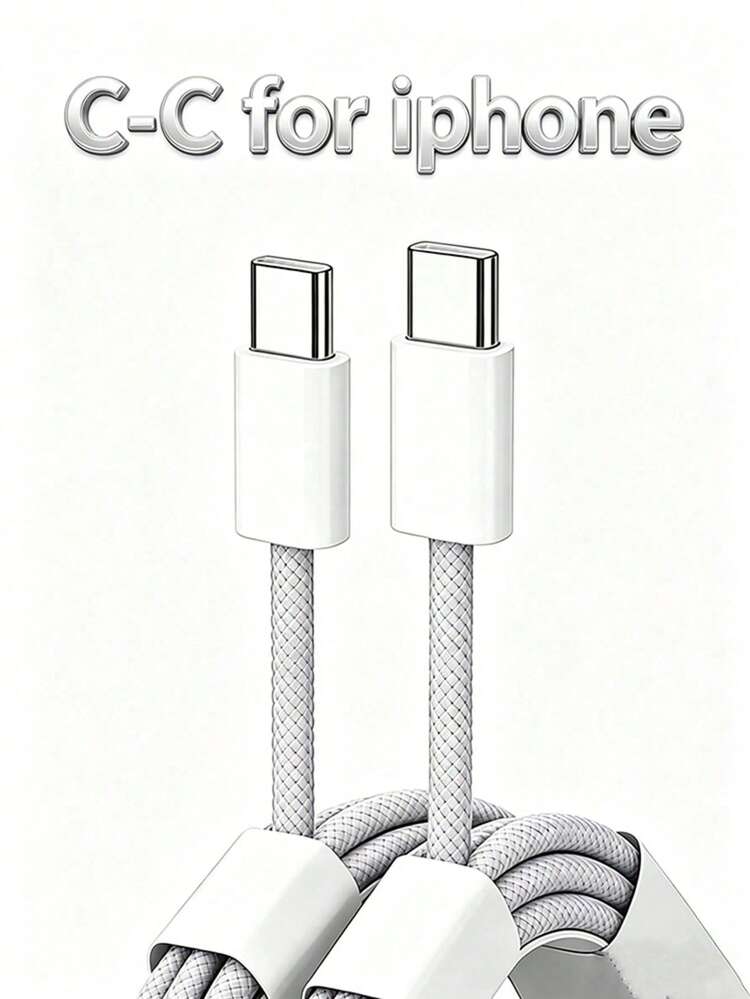 60W编织USB-C转USB-C快充数据线，兼容 15/16和安卓手机 - 彩色 - 查看 1