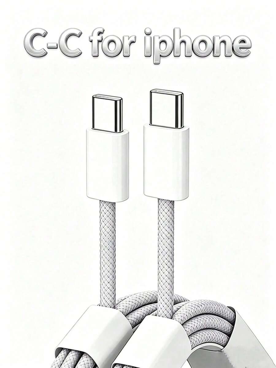 60W编织USB-C转USB-C快充数据线，兼容 15/16和安卓手机 - 彩色 - 查看 1