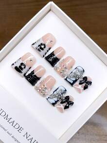 Rein handgefertigte tragbare Fake-Nägel, Entenschnabelform, handbemalt personalisierte Graffiti Western Stil Nail Art, hochwertige elegante minimalistisches Design, Full Cover Stil, Y2K Stil Nägel, einzigartige Nische kreative Fake-Nägel, tägliche Nail Art, süßer moderner Stil Nägel, geeignet für den täglichen Gebrauch, abnehmbar und wiederverwendbar. - Verschiedenfarbig - Übersicht 14