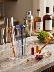 8pcs Durable 8" Glass Straw Set, Heat-Resistant Colorful Borosilicate Glass Tubes With Creative Bulb Top, Reusable & Transparent Drinking Accessories For Home, Bar & Party, High-Temperature Tolerant - Bộ 8 ống thủy tinh màu - Xem 6