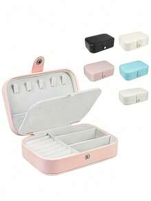 Portable Jewelry Storage Box, Featuring Anti-Oxidation Technology, Dual-Layer Design With Earring Hooks, Necklace Compartment And Ring Slots, Multi-Layer Storage Space For Earrings, Rings, Necklaces, Fashionable Storage Solution For Frequent Travelers, Ideal Mother's Day Gift, Jewelry Box Decor For Room, Wedding, Home Use - Multicolor - View 10