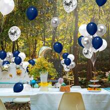 40pcs Navy Blue, Pearl White And Silver Balloon Set, Suitable For Weddings, Birthdays, Anniversaries, Independence Day, Memorial Day, Graduations And Holidays - Versatile Indoor/Outdoor Party Decorations, Celebration Events, Assorted Colors, Birthday Party Decor - View 6
