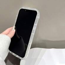 Bộ 2 món (Ốp điện thoại hình nơ đen và chữ cái + Vòng tay hình nơ cùng kiểu), Ốp bảo vệ điện thoại bền và thời trang, phù hợp sử dụng hàng ngày, Thiết kế nghệ thuật, Chống trầy xước. - Vỏ trong suốt - Xem 5