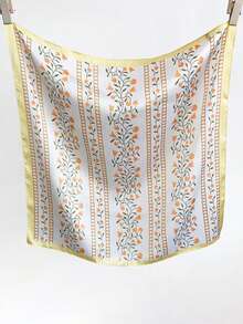 1 chiếc khăn quàng cổ/khăn choàng kiểu bandana bằng lụa giả, in họa tiết hoa nhí. - Nhiều màu - Xem 4
