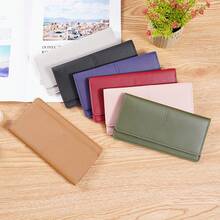 Women's Long Wallet, Multifunctional Card Holder, Simple Clutch Bag, Slim Multi-Card Slot Coin Purse - Long Double-stitched: Brown - View 7