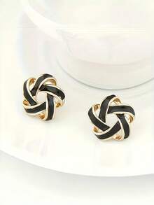 1 par, Pendientes de moda bohemios de cobre, exquisitos y elegantes con estrella de cinco puntas pintada, unisex, adecuados para uso en fiestas, uso diario, Navidad, Halloween, y como regalo para vacaciones - Multicolor - Ver 9