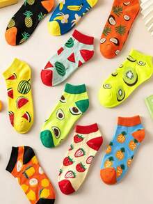 5 Pairs/10 Pairs/15 Pairs/20 Pairs Men's Fashion Fruit Pattern Series Versatile Short Socks Random Delivery - Multicolor - View 5