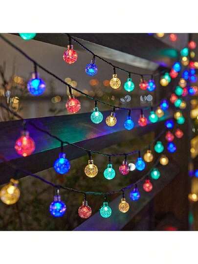 50/100/200 LED Solar Crystal Globe String Lights Outdoor Waterproof With 8 Lighting Modes Solar Powered Patio Lights For Garden Yard Porch Wedding Party Decoration