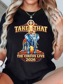 Take That The Circus 2026 Summer Tour Women's T-Shirt, Featuring A Mechanical Elephant Stage Design, Crew Neck, Short Sleeves, Comfortable, Soft Pure Cotton, Suitable For All Seasons. A Must-Have For Fans, This Unisex T-Shirt Is Perfect For Everyday Wear, Trips, Commuting, And Parties. Graphic T-Shirt For Women And Men, Casual Summer Cotton T-Shirt, Classic Unisex Graphic T-Shirt, Perfect For Everyday Wear, Soft, Lightweight, And Comfortable Cotton For Daily Comfort, Stylish, Casual Design, Ideal For Men And Women, Crew Neck T-Shirt, Fitness Top, Going-Out Top, Workwear, Office Wear, Crew Neck T-Shirt, Nostalgia, Holiday Time, Graduation Time, Casual Black T-Shirt, Fitted, Slogan T-Shirt, Quote T-Shirt, Minimalist Graphic T-Shirt, Funny Graphic T-Shirt UIQE OJQO - Black - View 7