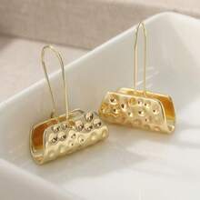 Handmade Vintage Brass Mini Hoop Earrings, Unique Hammered Design, Retro Brass Craftsmanship - Gold - View 5