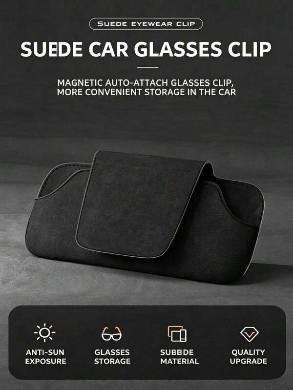 Soporte universal para gafas de sol en el parasol del coche, caja de almacenamiento magnética para gafas, clip universal para gafas de coche, estuche protector antiarañazos y organizador portátil para gafas de vehículo, accesorio práctico y elegante para el interior del automóvil