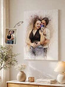 1 pieza Impresión de lienzo de foto familiar personalizable, Arte de lienzo familiar personalizado, Foto de lienzo personalizada - Multicolor - Ver 3
