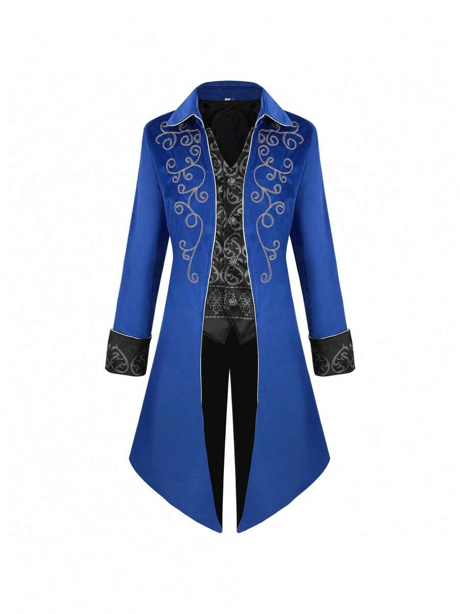 Men Cosplay Clothing - Silver-trimmed Tuxedo Blue - View 1