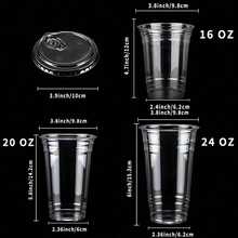 Bộ 6/10/15 cốc dùng cho đồ uống lạnh mùa hè, cốc cà phê, cốc trà sữa, cốc tráng miệng có nắp đậy, nắp giấy chống rò rỉ và ống hút. - trong suốt - Xem 10