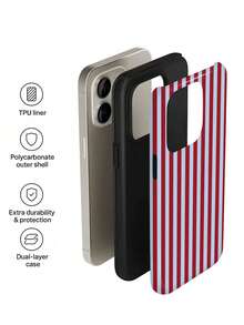 1pc Minimalist Artistic Colorful Striped Pattern Glossy 2-In-1 Phile Shell Full Coverage Hard Phone Case Compatible With Samsung/ 11/12/13/14/15/16/17 Pro Max - Multicolor - View 5