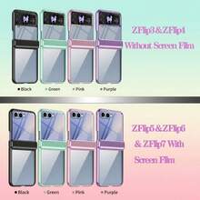 1pc Hadaasi Multi-Color Hinge Pivot Protective Luxury Electroplated Frame Folding Shell Film Integrated Flip Cover Transparent Shiny Hard Backplate Ultra-Thin Spring Chain Lens Protrusion Full Coverage Protection Non-Yellowing Phone Case Suitable For Samsung Galaxy Z Flip 8/Z /Z Flip 6 With Screen Film/Z Flip 5 With Screen Film/Z Flip 4 Without Screen Film/Z Flip3 Without Screen - Multicolor - View 5