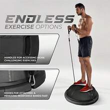 Yes4All Entrenador premium de media pelota de equilibrio de maní entrenador de equilibrio de media bola para entrenamiento de cuerpo completo entrenamiento de equilibrio media bola para entrenamiento de núcleo push-up entrenamiento de abdominales - B. Combo de actualización completamente negro - Ver 6