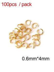 100pcs Gold Plated Open Jump Rings, Metal Split Ring Connectors, Suitable For Jewelry Making, DIY Crafts, Earrings, Bracelets, Necklaces - Yellow Gold - View 8