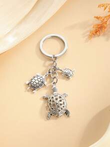 1Pc Ocean Lucky Sea Turtle Keychain For Adults Bag Car Keys Charm Gift - Antique Silver - View 2