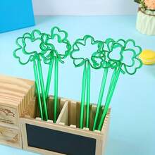 4pcs Clover Round Ballpoint Pens - Multicolor Assortment, Woven Design, Valentine's Day And St. Patrick's Day Gift - A - View 5