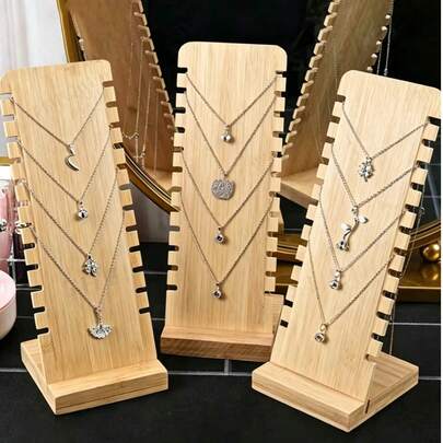 Creative Bamboo & Wood Necklace Display Stand, Fashion Jewelry Organizer