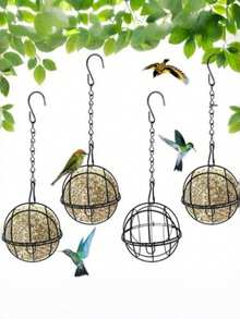 1pc/2pcs/4pcs Spherical Bird Feeder, Metal Bird Hanging Rack, Outdoor Hanging Bird Feeder Ball, Wild Bird Feeder, Anti-Squirrel Spherical Iron Bird & Poultry Feeder, Suitable For Garden, Patio, Homestay - Multicolor - View 2