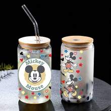 1 cốc thủy tinh Disney, in hình nhân vật Mickey dễ thương, cốc bền chắc, chống rò rỉ, có ống hút, dung tích 480ml, đóng hộp kèm mã chống hàng giả. - Trong sáng - Xem 8