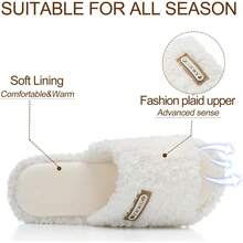 Adjustable Open - Toe Women's Slippers Cozy Fuzzy Memory Foam Indoor Outdoor Non - Slip Cute Ladies Sandals Gifts For Women Mom Bridesmaid White - 白色-a - 查看 5