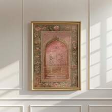 1pc Persian Bow Poster Pink And Sage | Vintage Floral Islamic Script Art Print | Ornamental Wall Art - 111 - View 1