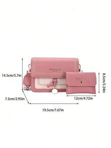 Fashionable Women's Handbag, Versatile New Crossbody Bag, Casual Colorblock Design, Small Square Bag, Wide Strap, Suitable For Party, Date, School, Outdoor Activities, Stylish Flap Shoulder Bag, Women's Buckle Decor Crossbody Bag, Wide Strap - Pink - View 5