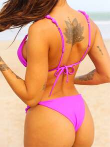 Triangle Bikini Top With Removable Padding And Lined Straps - Style And Comfort In Just The Right Measure. - 紫丁香色 - 查看 2